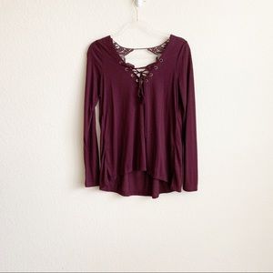 Taylor & Sage Burgundy long sleeve blouse. Size M